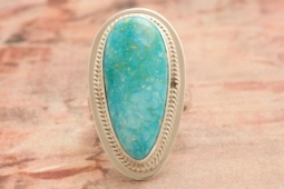 Genuine Blue Kingman Turquoise Sterling Silver Navajo Ring Ring
